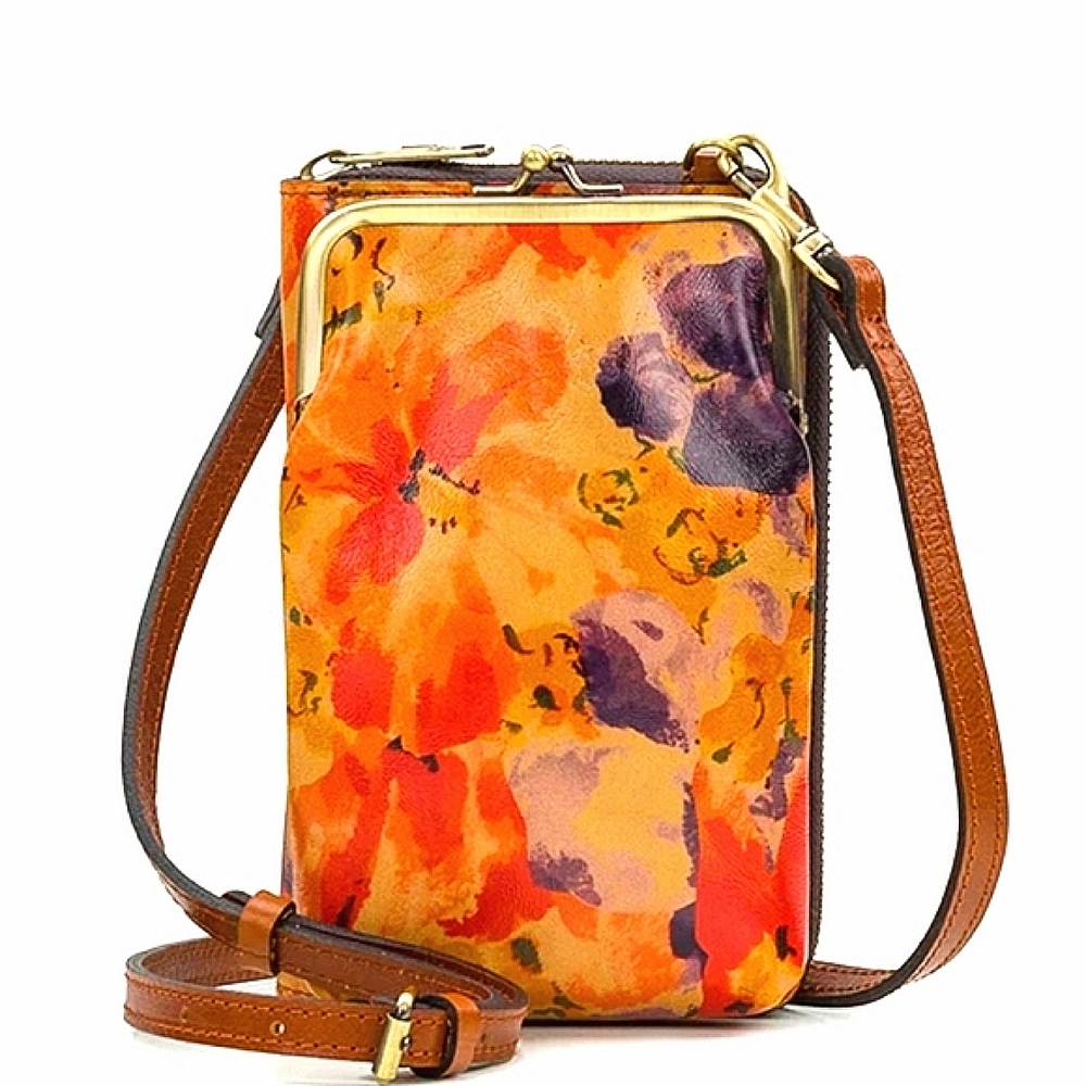 Patricia Nash Leather Pertina Printed Rainforest Frame Crossbody w Dust … - Picture 1 of 9
